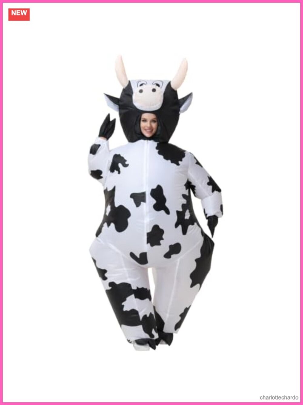 Inflatable Cow Costume Adult Blow Up Suit Halloween Jumpsuit Fancy Party